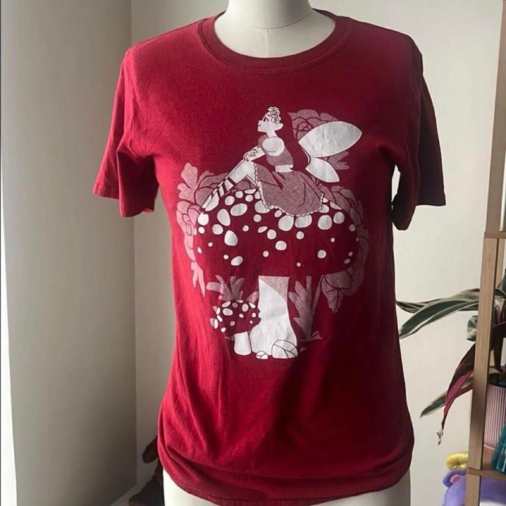 Women's Red and Burgundy Fairy T-shirt